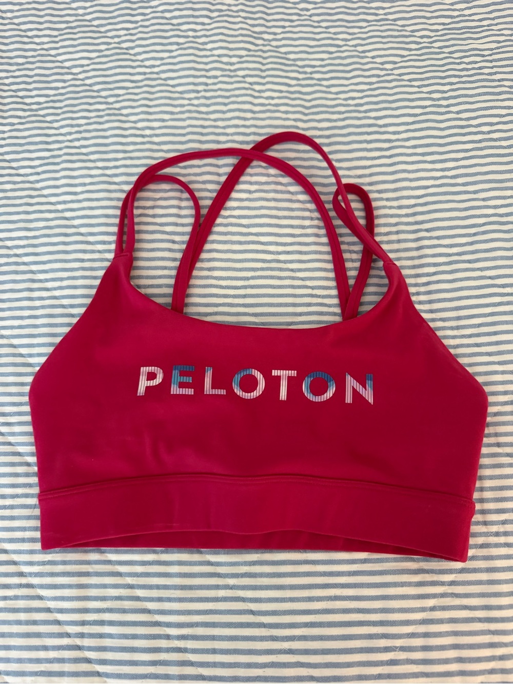 Peloton Raspberry Pink Strappy Sports Bra